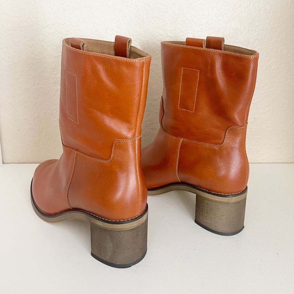 Free People Tabby Ankle Boots in a Tuscan Tan Artisan leather and chunky heel - Picture 6 of 12